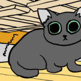 猫マンガ「成長ポイント」ベッドの下で怯える黒猫チビ