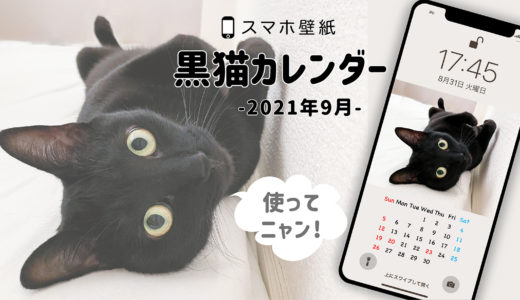 黒猫写真の壁紙カレンダー（2021年9月）